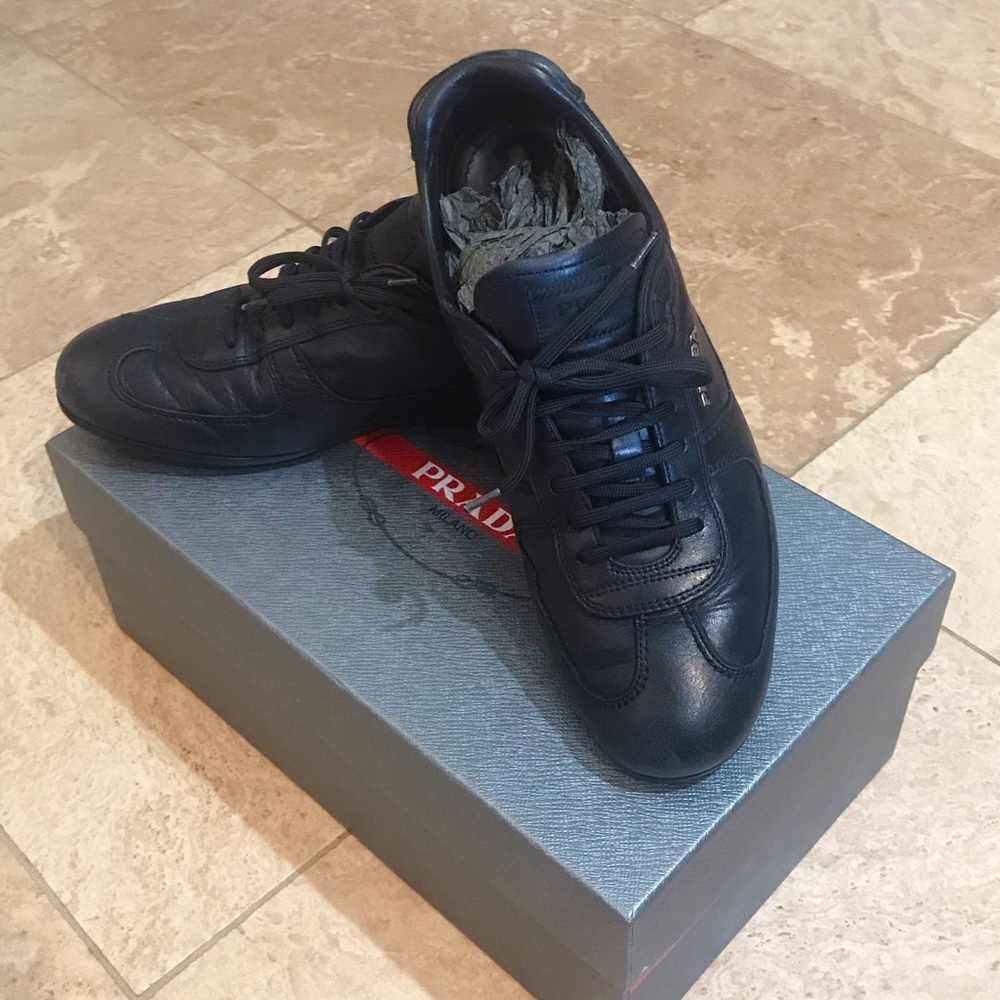 Black Leather Prada Sneakers - Picture 6 of 6